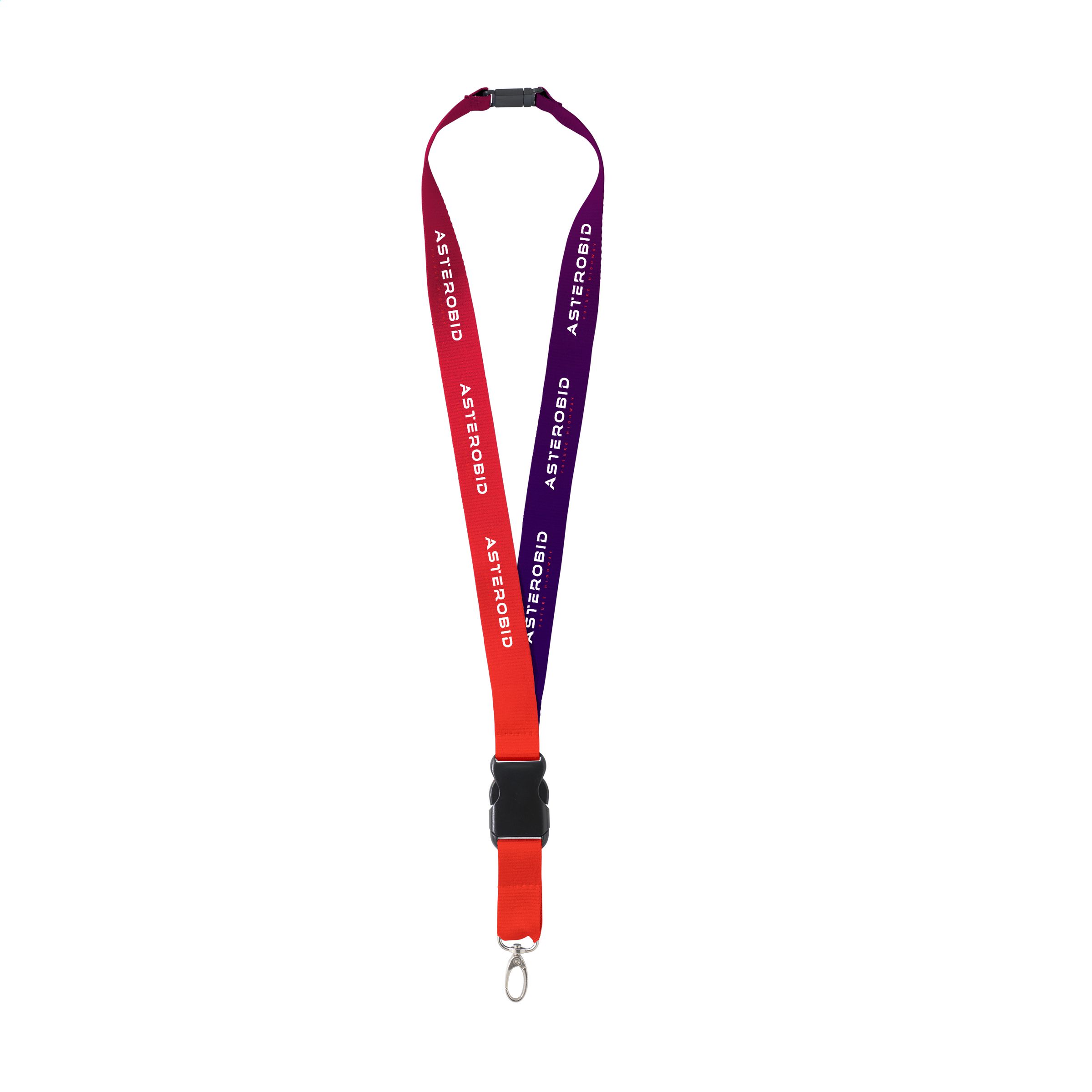 Lanyard in poliestere RPET con moschettone in metallo e blocco di sicurezza in plastica - Vicopisano