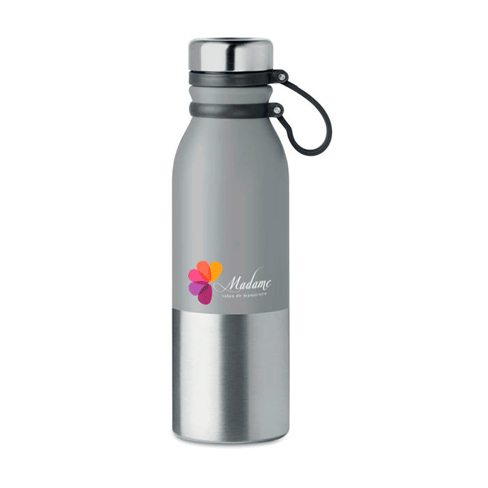 Borraccia in acciaio inossidabile rivestito in polvere con impugnatura in silicone 600ml - Volpara