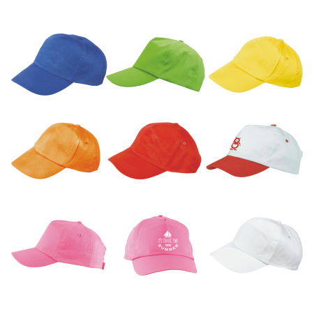 Cappello da baseball per bambini a 5 pannelli in cotone con cinturino in velcro - Arosio