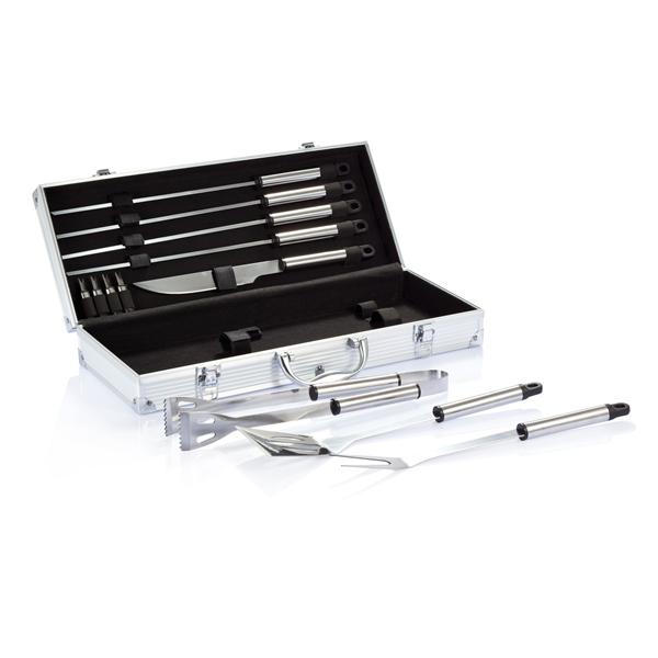 Set Barbecue in Acciaio Inossidabile da 12 Pezzi in Custodia di Alluminio - Morengo