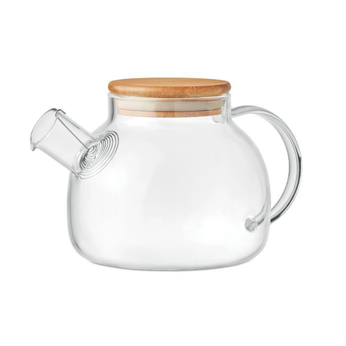 Teiera in vetro borosilicato con infusore in acciaio inossidabile e coperchio in bambù - Sarteano