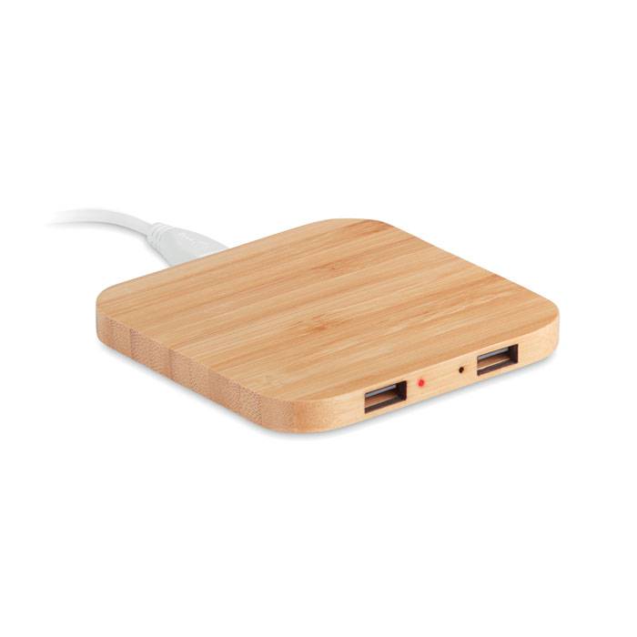 Tappetino di Carica Wireless in Bambù con Hub USB - Lograto