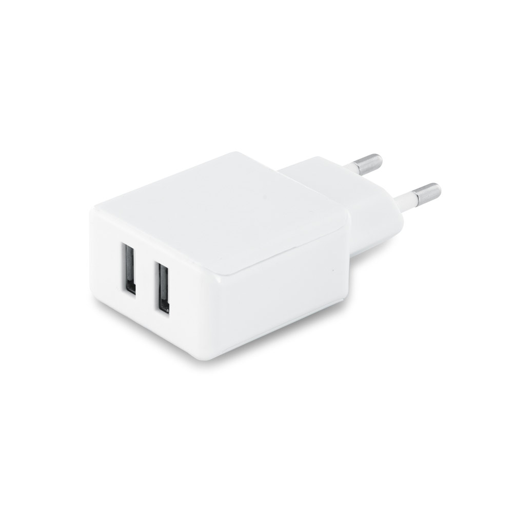 Adattatore USB in ABS con 2 uscite da 5V/1-2'1A. 62 x 42 x 23 mm - Montelupo Fiorentino