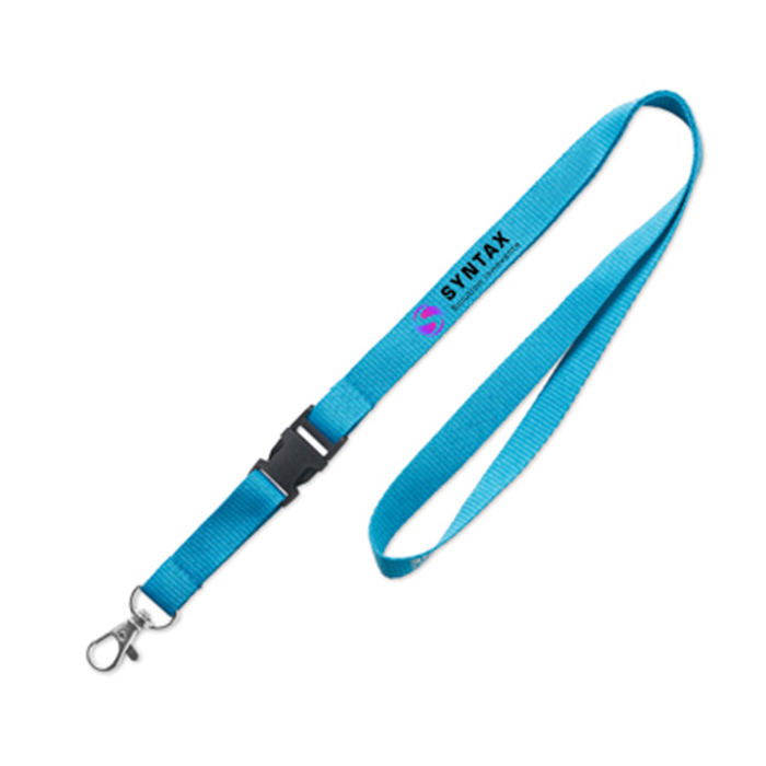 Lanyard personalizzato in poliestere serigrafato a colori con fibbia staccabile e gancio metallico - Verceia