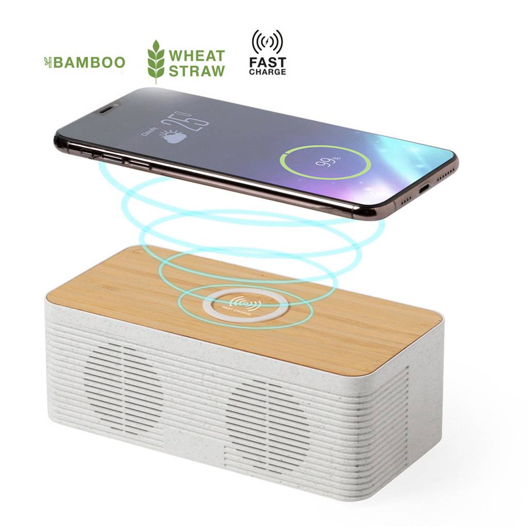 Caricabatterie Wireless in Bambù Eco-Friendly con Bluetooth - Rodano