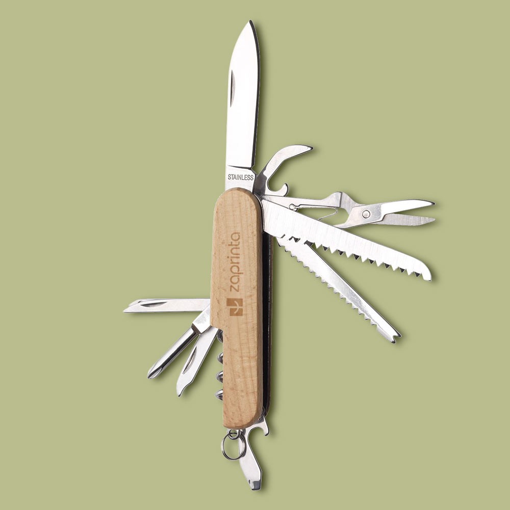 Coltello multifunzione da tasca a 8 pezzi con manico in legno di faggio - Childswickham - Nova Milanese