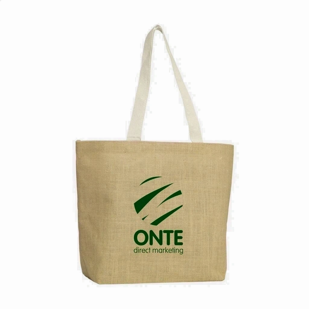 Distintiva borsa da shopping in juta con interno laminato - Desio