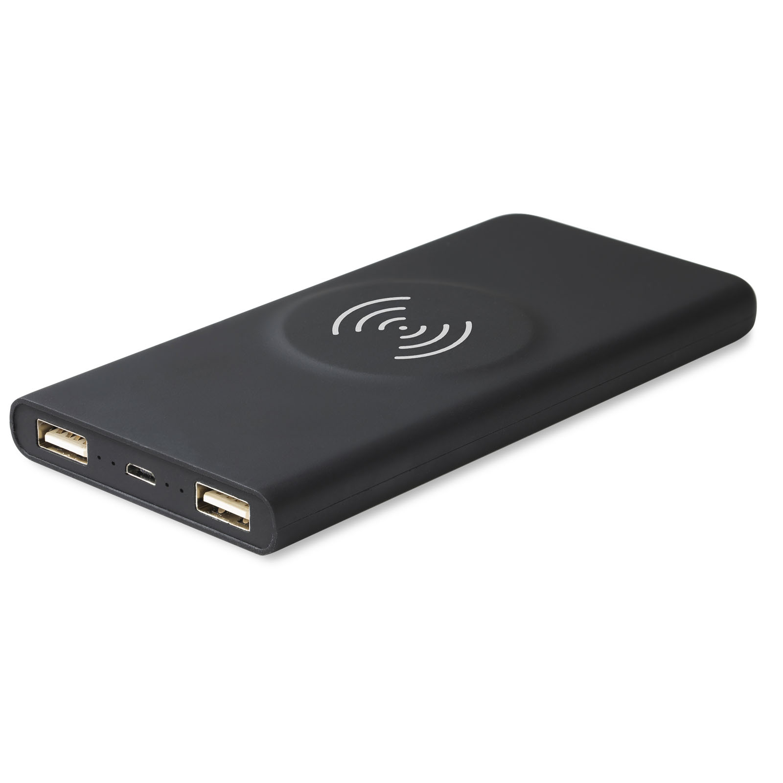 Power Bank Wireless con Logo Luminoso in Gomma e Cavo in PET Plastico Riciclato 3-in-1 - Rognano