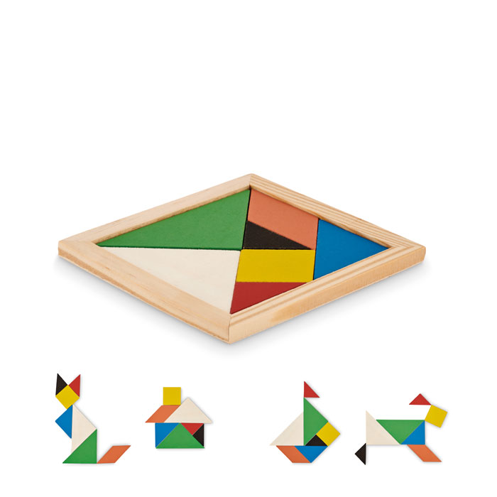 Gioco di puzzle Tangram in legno colorato - Verolavecchia