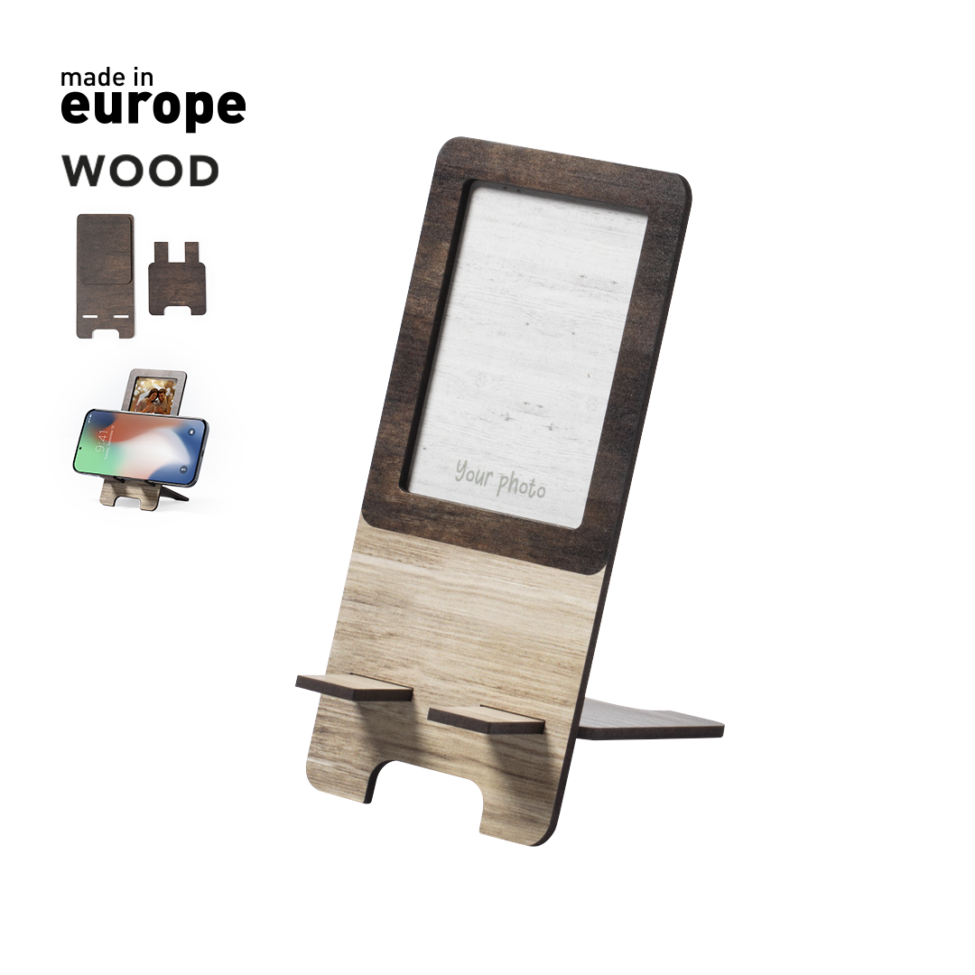 Porta Smartphone in Legno Bicolore con Cornice per Foto - Taleggio