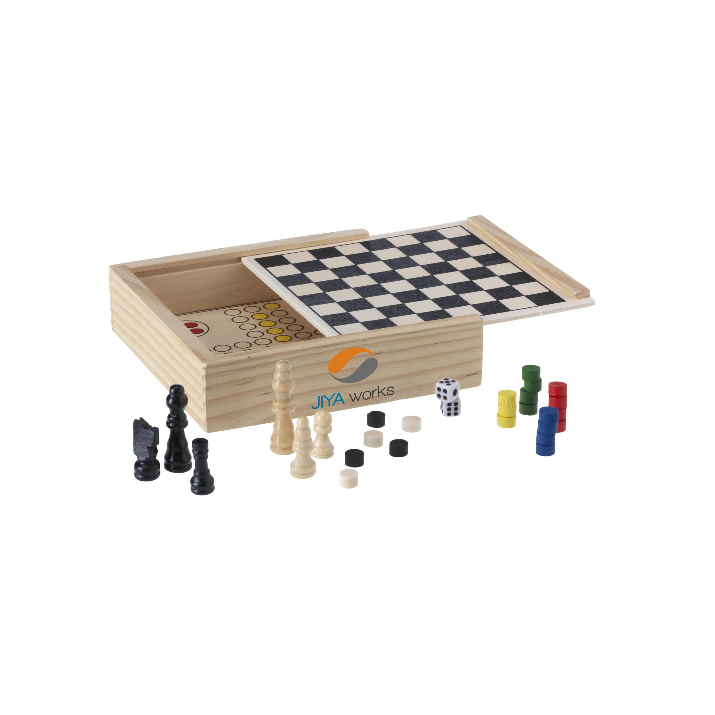 Set di 5 Giochi da Tavolo Classici in Legno - Lomello