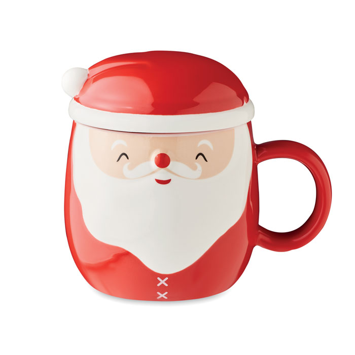 Tazza di ceramica decorata con Babbo Natale con coperchio - Castelnuovo Bozzente