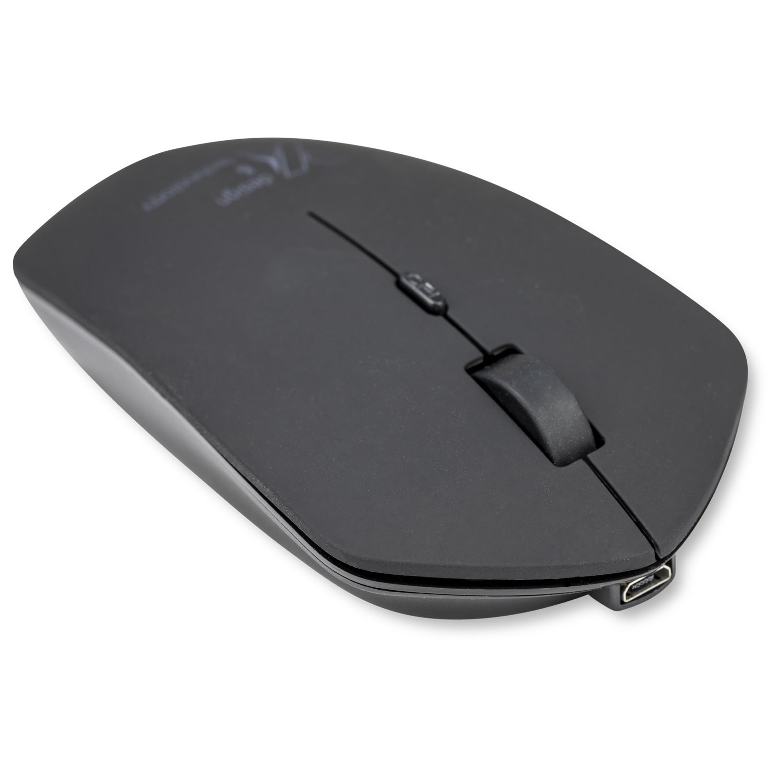 Mouse wireless con logo illuminato ricaricabile con trattamento antibatterico - Gavorrano