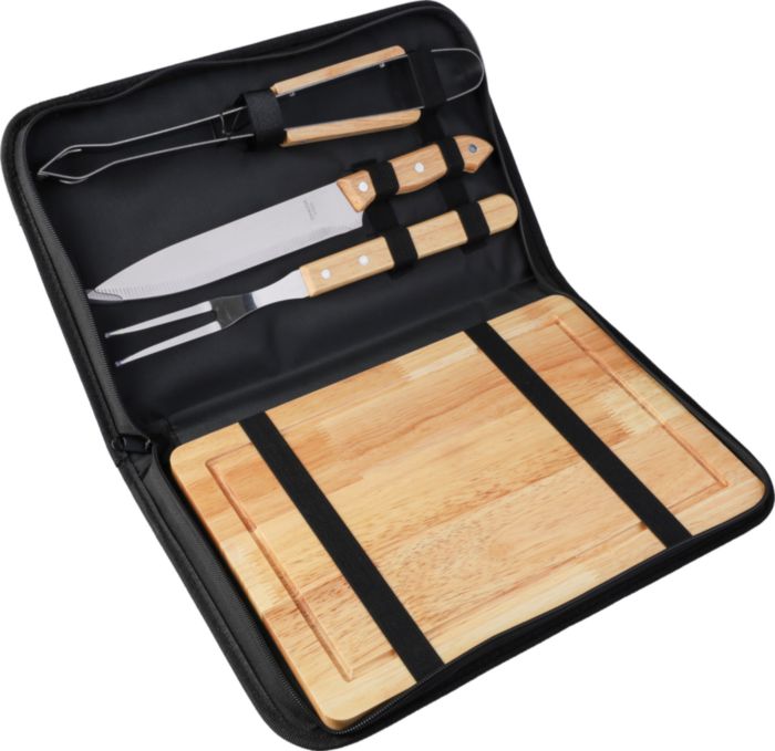 Set da barbecue in acciaio inox con manici in legno - Braone