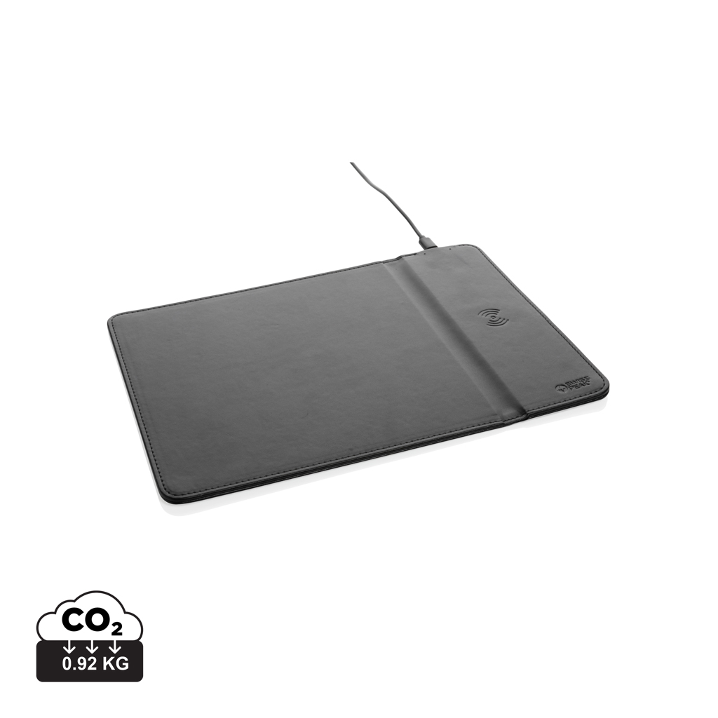 Tappetino per mouse di ricarica wireless Swiss Peak RCS in PU riciclato da 10W - Montefalcone Appennino