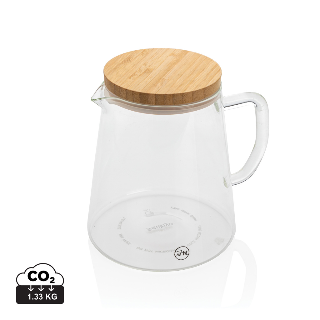 Carafe in vetro borosilicato Ukiyo con coperchio in bambù - Grassobbio