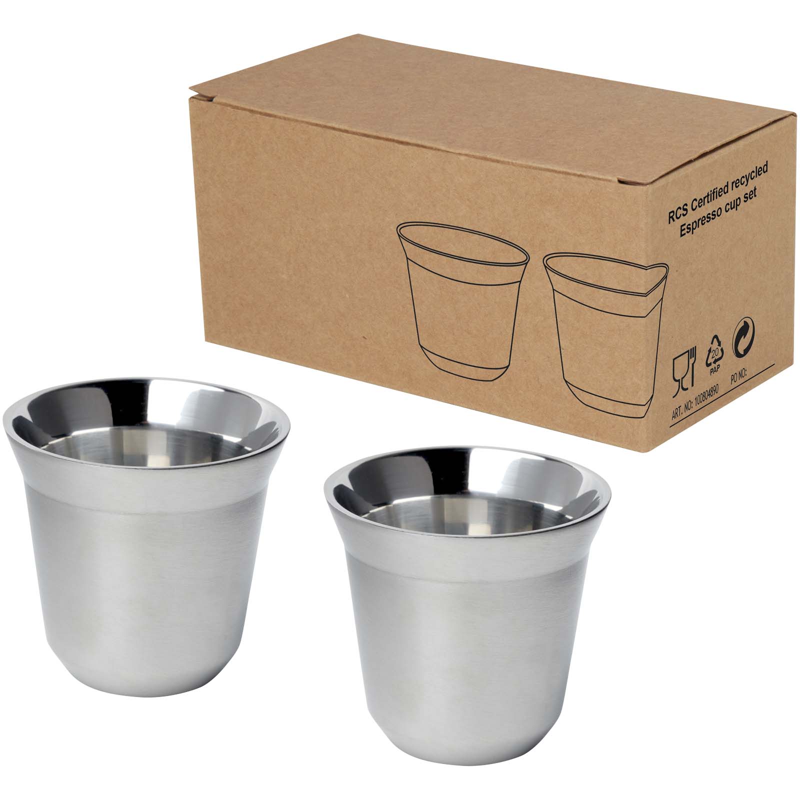 Set di Tazze Espresso in Acciaio Inossidabile Doppia Parete 80 ml - Almè