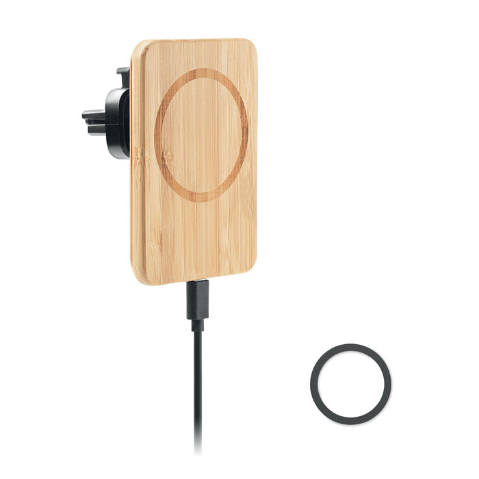 Caricabatterie Wireless in Bamboo Magnetico per Auto - Casale Litta