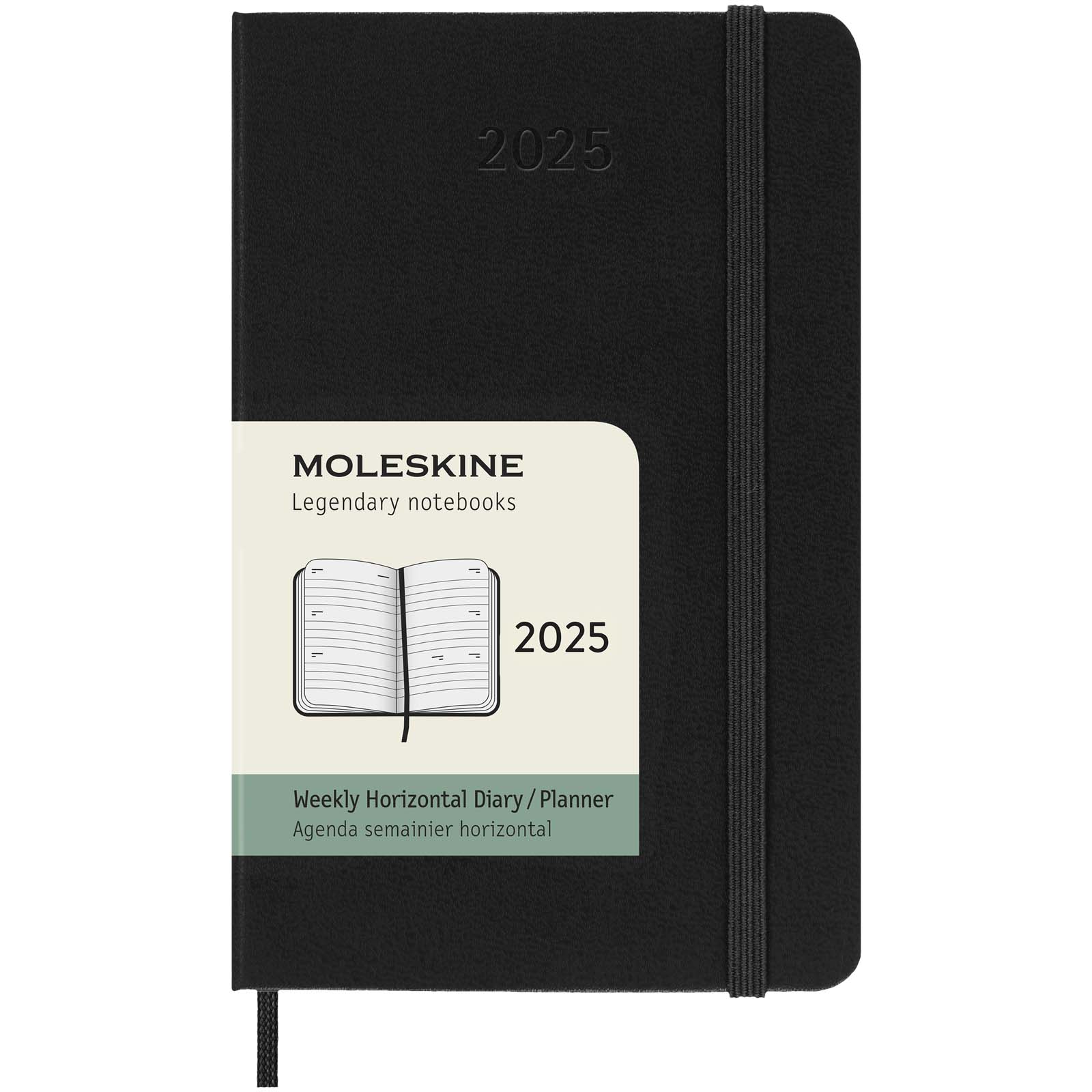 Agenda tascabile orizzontale Moleskine 12 mesi, copertina rigida