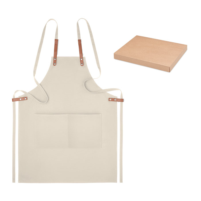 Grembiule da cucina regolabile con 2 tasche frontali in cotone organico/tela - Casalnuovo di Napoli